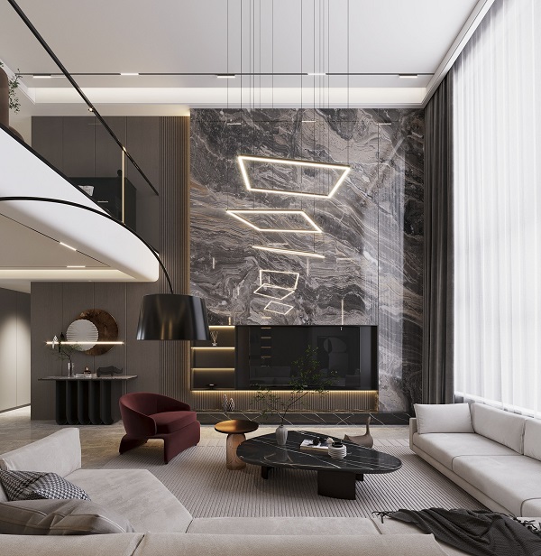 Đèn trần phải phù hợp với phong cách nội thất tổng thể của phòng khách