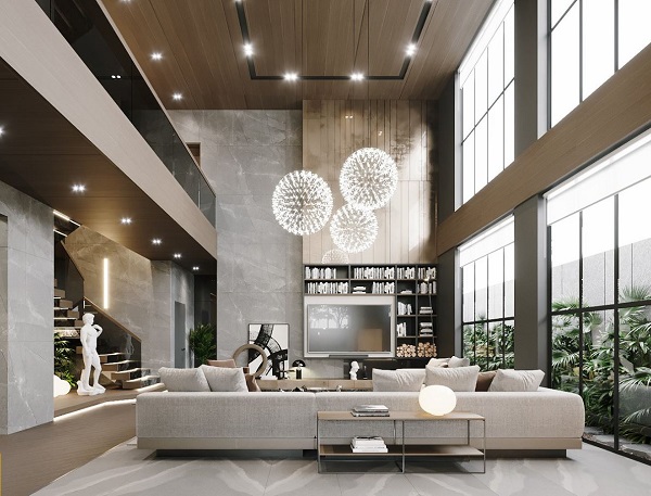 Đèn thả pha lê cao cấp thường dùng trong biệt thự, phòng khách sang trọng